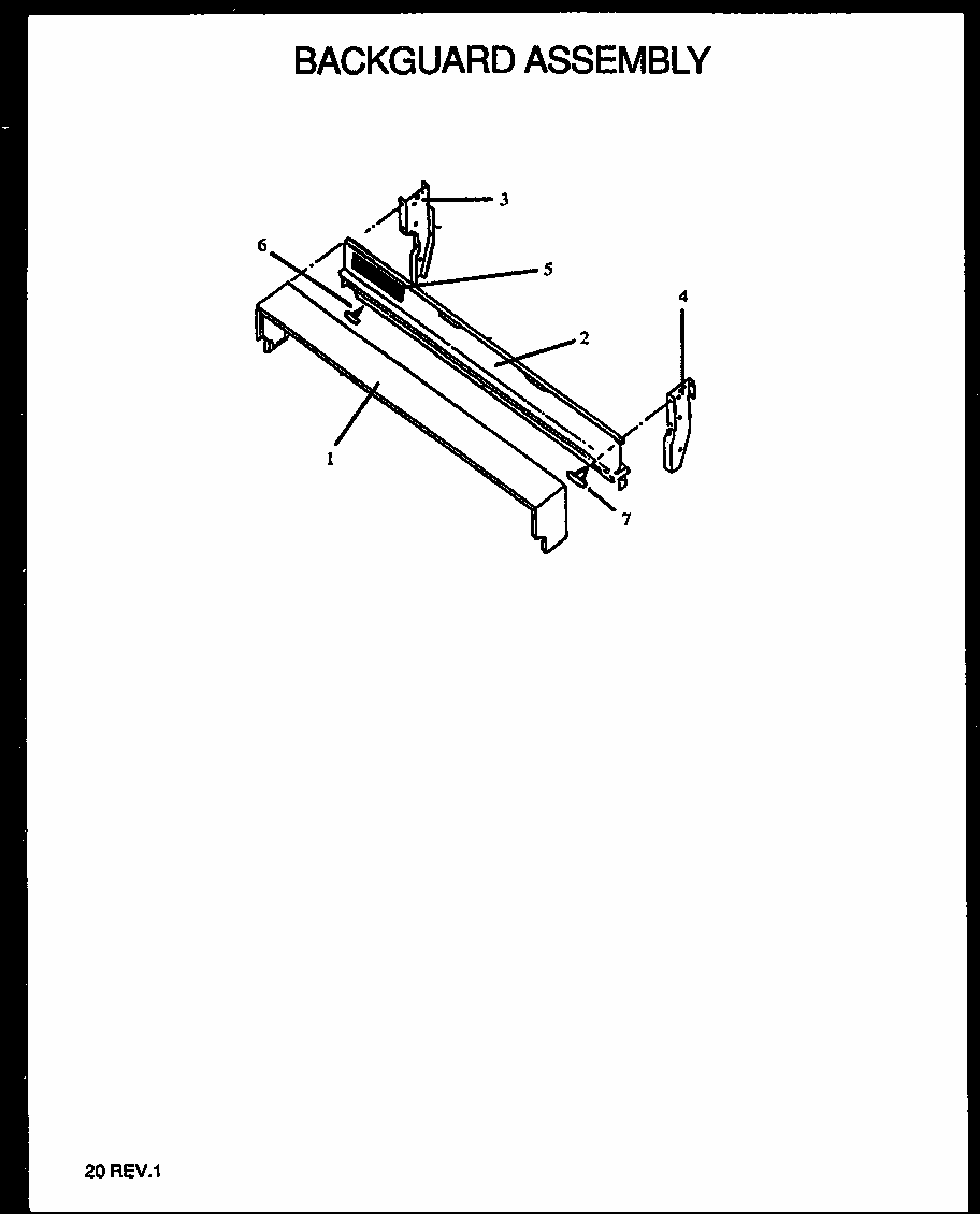 Backguard Assembly Diagram and Parts List for GBK29AA092M P1142367NW Amana Range