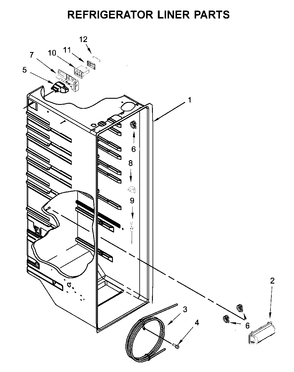 Refrigerator Liner Parts Diagram and Parts List for 1064651759714  Kenmore Refrigerator