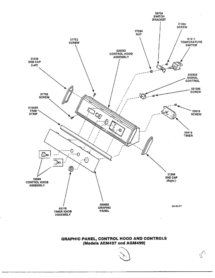 Graphic Panel/control Hood And Controls Page 3 Diagram and Parts List for 7493-LEM437  Amana Dryer