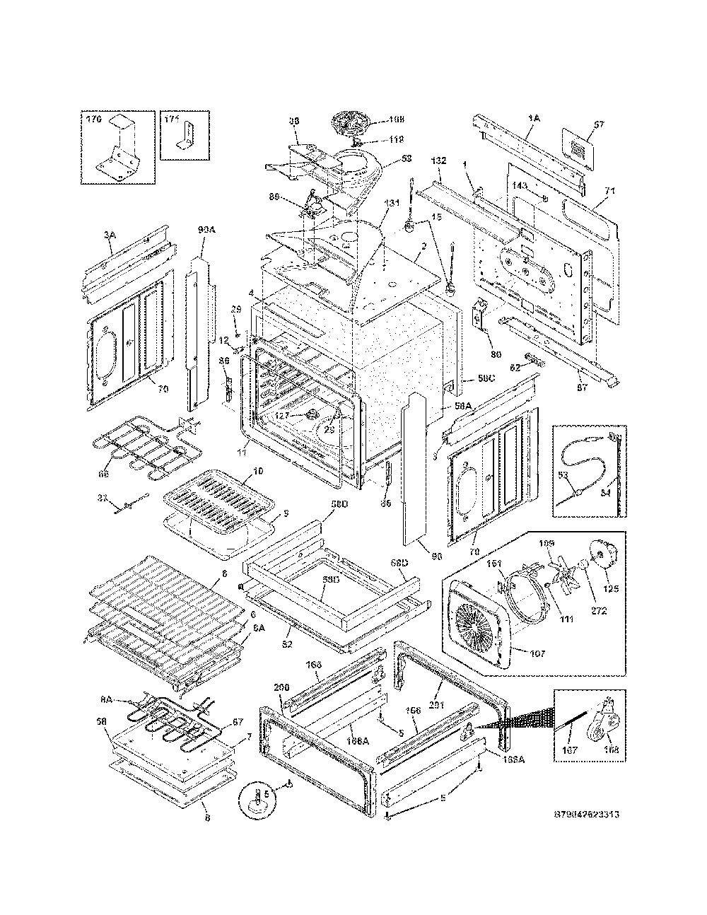 Body Diagram and Parts List for 79042623313  Kenmore Range