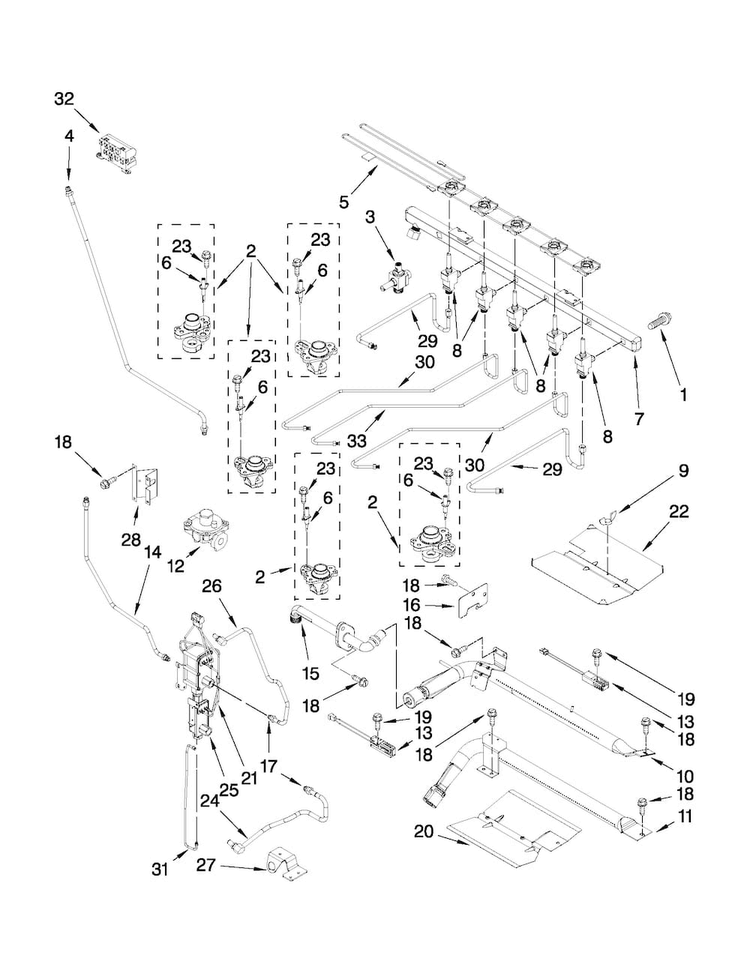 Manifold Parts Diagram and Parts List for MGR6875ADS27  Maytag Range