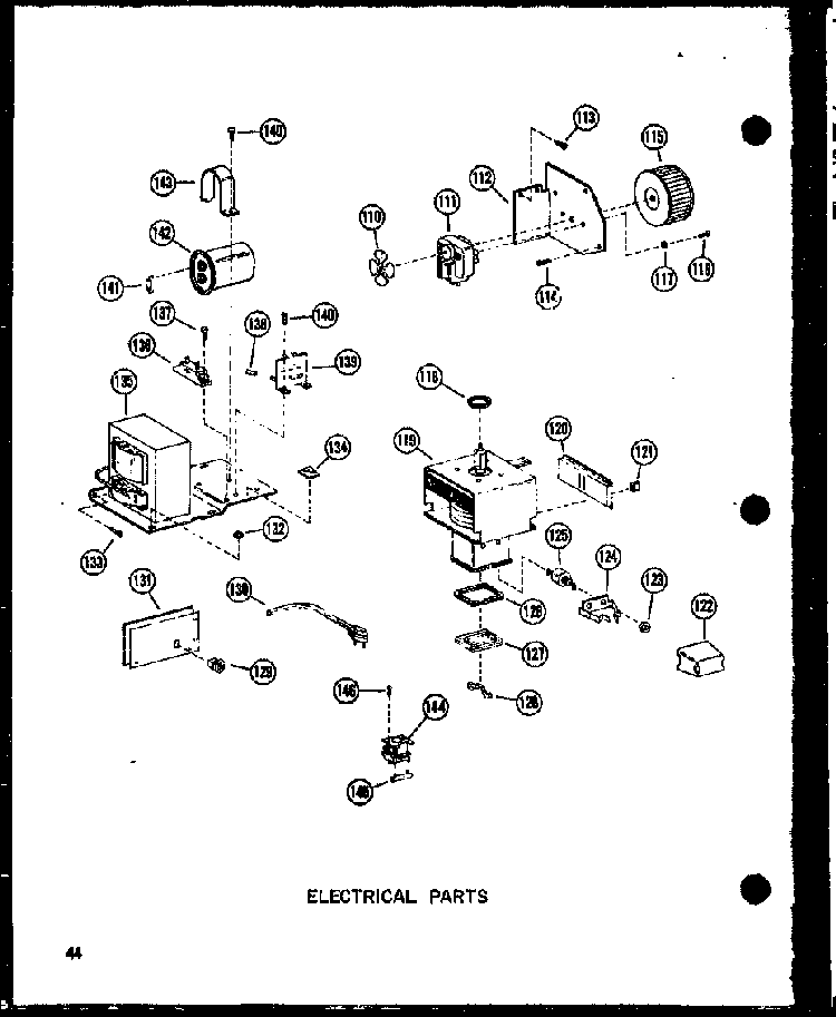 Electrical Parts Diagram and Parts List for R-2 P71306-2M Amana Microwave
