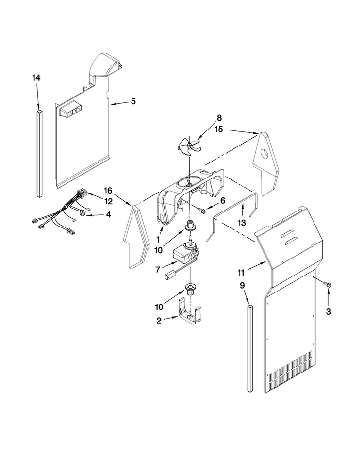 Air Flow Parts Diagram and Parts List for MSD2578VEM01  Maytag Refrigerator