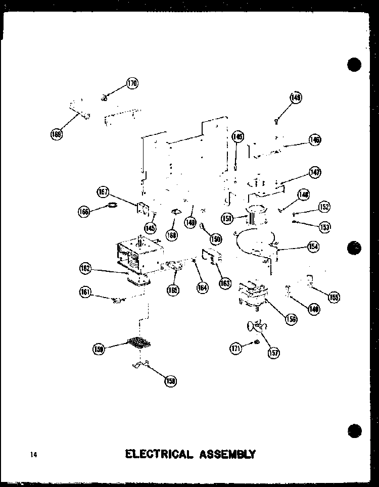 Section 14 Diagram and Parts List for RC-20 P72100-5M Amana Microwave