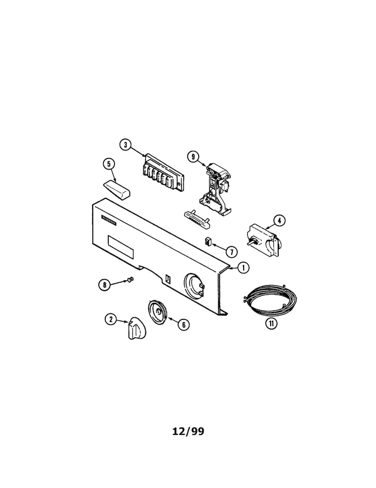 Control Panel Diagram and Parts List for JDB6510AWD  Jenn-Air Dishwasher