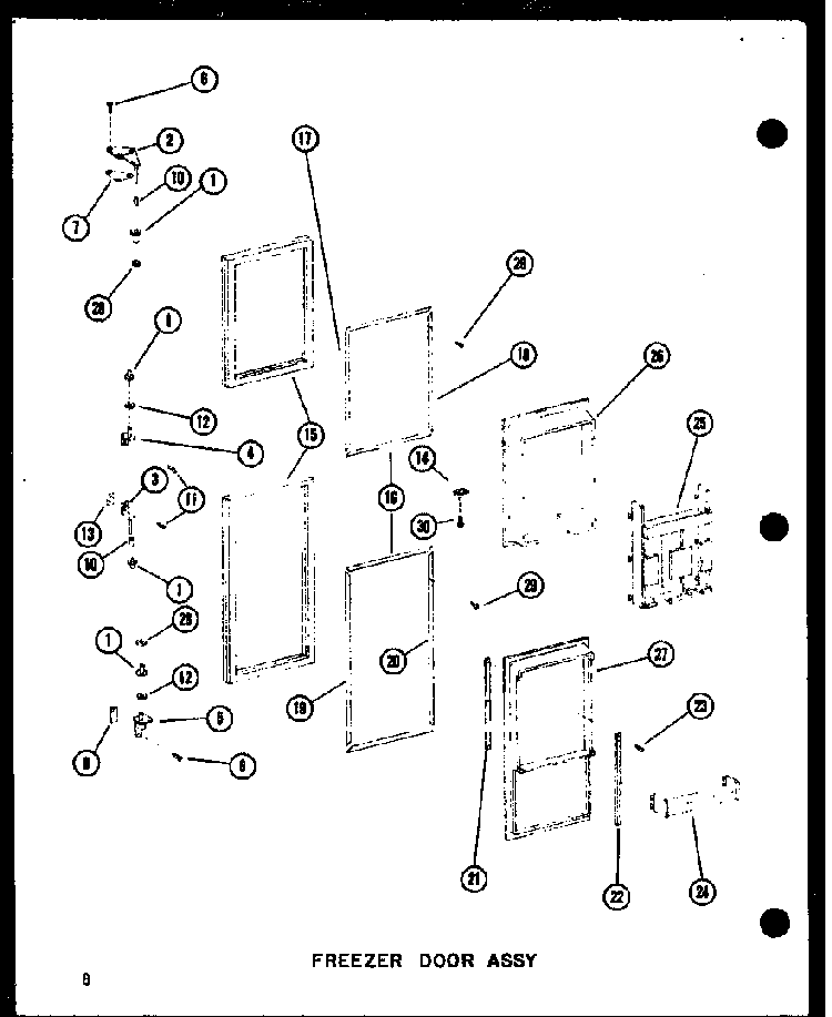 Freezer Door Assy Diagram and Parts List for SRI519D-P73900-19W  Amana Refrigerator