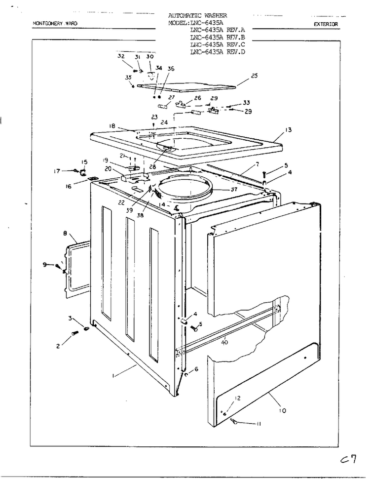 Exterior Diagram and Parts List for 6435A  Norge Washer