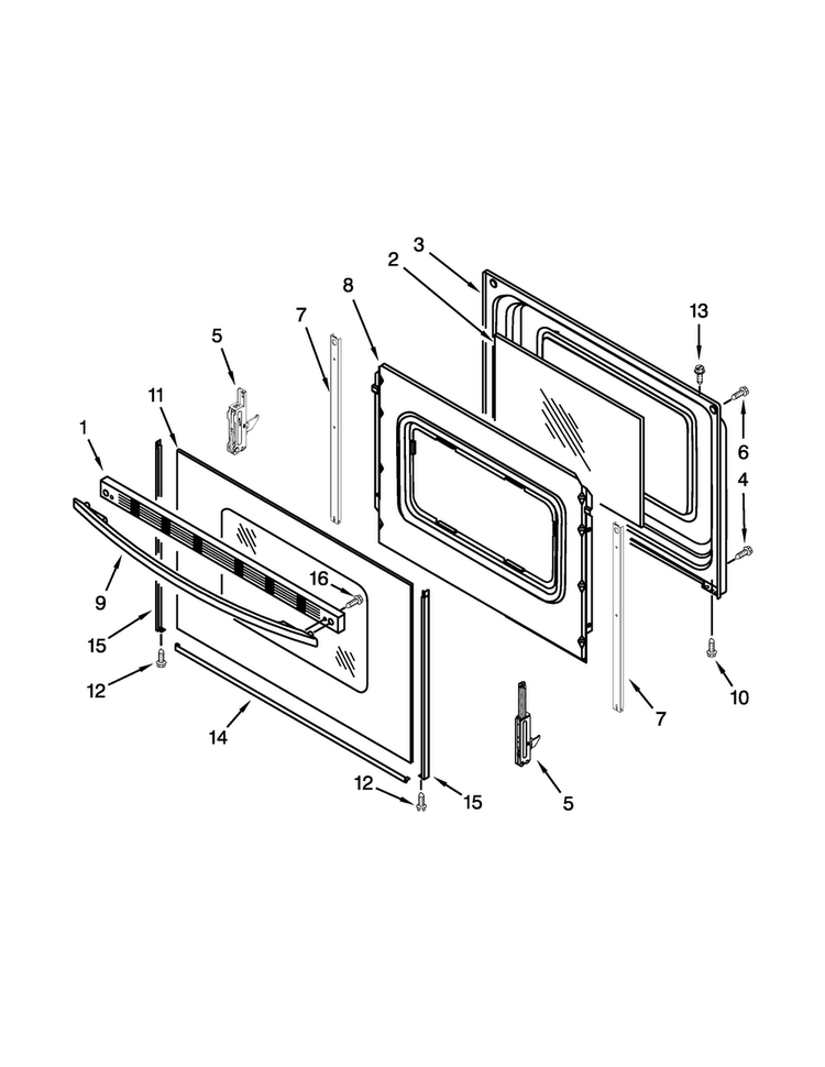 Door Parts Diagram and Parts List for 4KMER7600AW0  Maytag Range