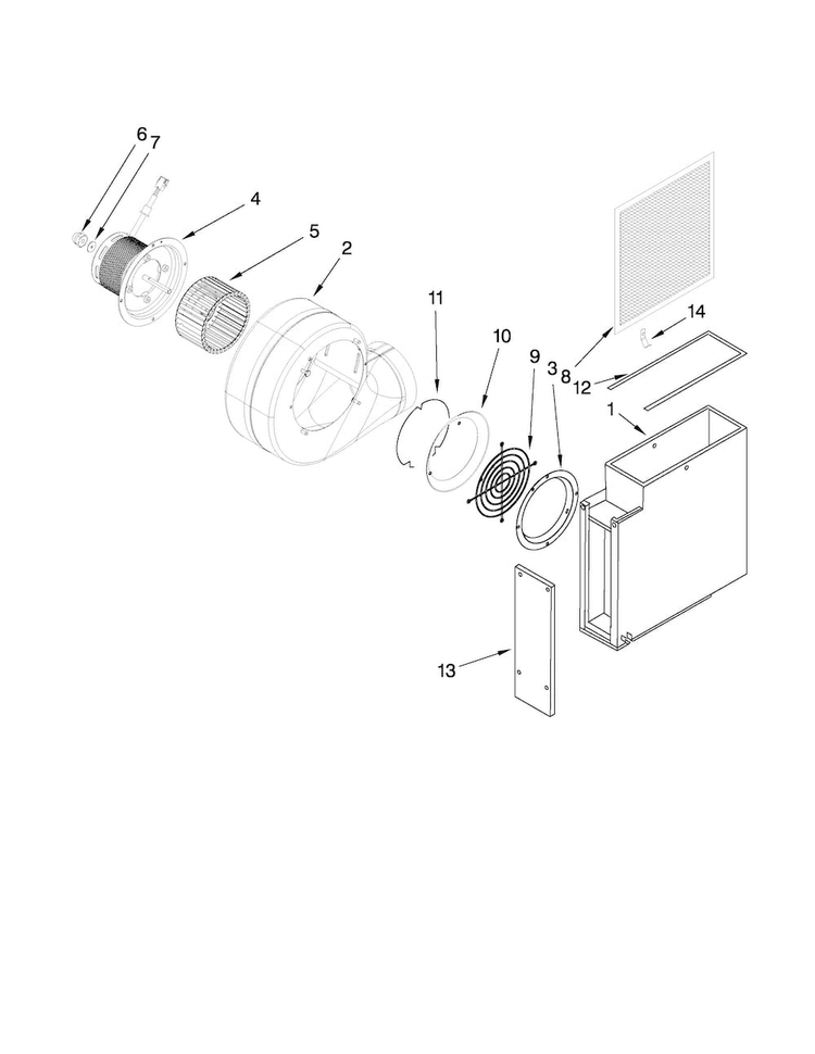 Blower Unit Parts Diagram and Parts List for JGD8430ADF15  Jenn-Air Cooktop