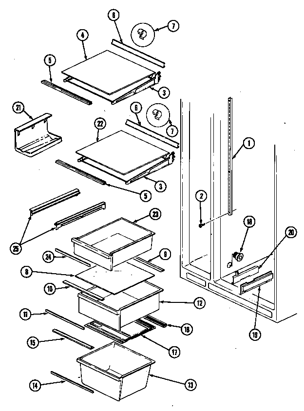 Shelves & Accessories Diagram and Parts List for GS24X8DA-DR83A  Maytag Refrigerator