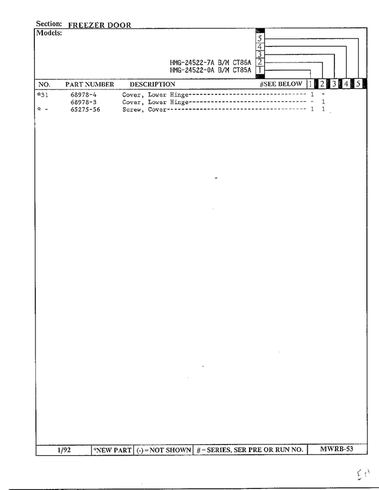 Freezer Door Page 3 Diagram and Parts List for 24522-7A  Admiral Refrigerator