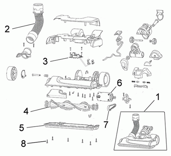 Diagram 4 Diagram and Parts List for UH72511  Hoover Upright Vacuum