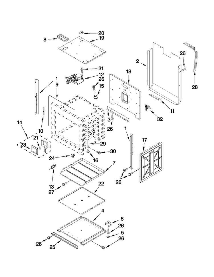 Lower Oven Parts Diagram and Parts List for JJW2830WS01  Jenn-Air Wall Oven