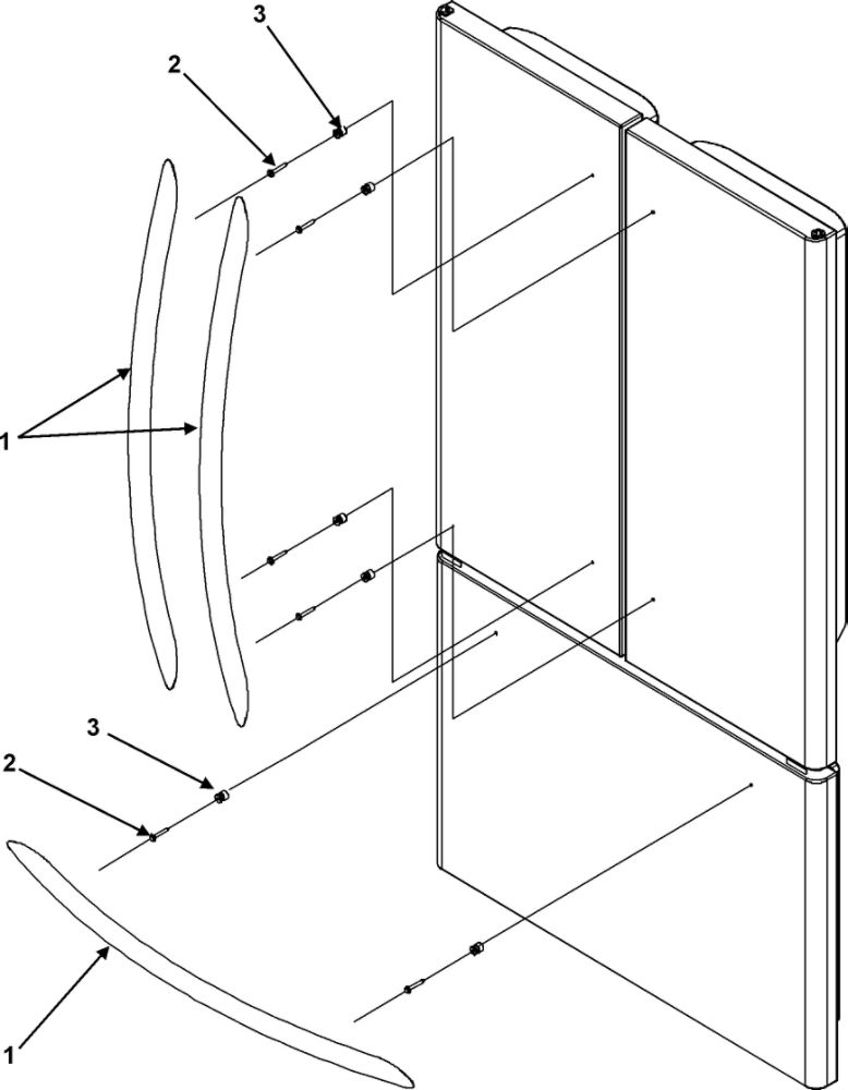 Handles And Trim Diagram and Parts List for AFF2534FEW0  Amana Refrigerator