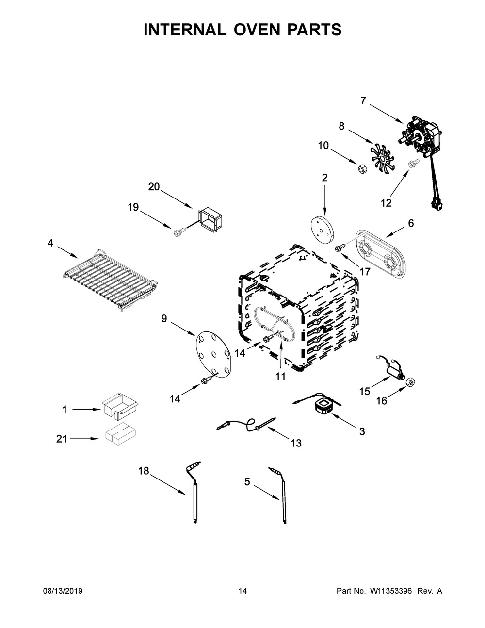 Internal Oven Parts Diagram and Parts List for JGRP636HL00  Maytag Range