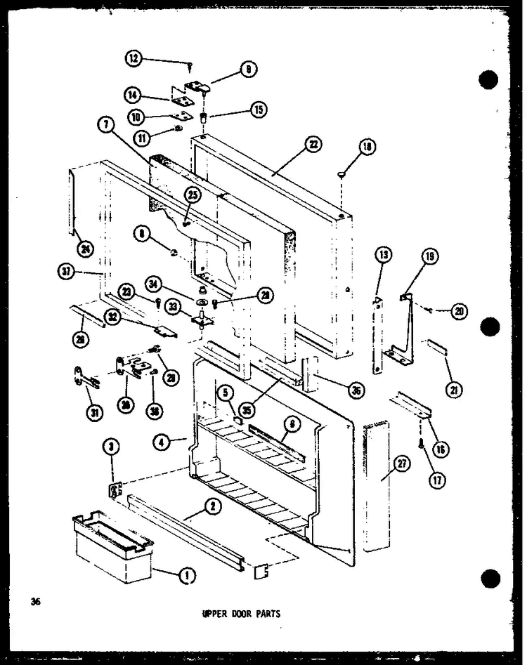 Upper Door Parts Diagram and Parts List for TC18C-C-P73500-16WC  Amana Refrigerator