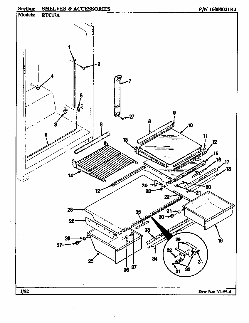 Shelves & Accessories Diagram and Parts List for RTC17A-BH26D  Maytag Refrigerator