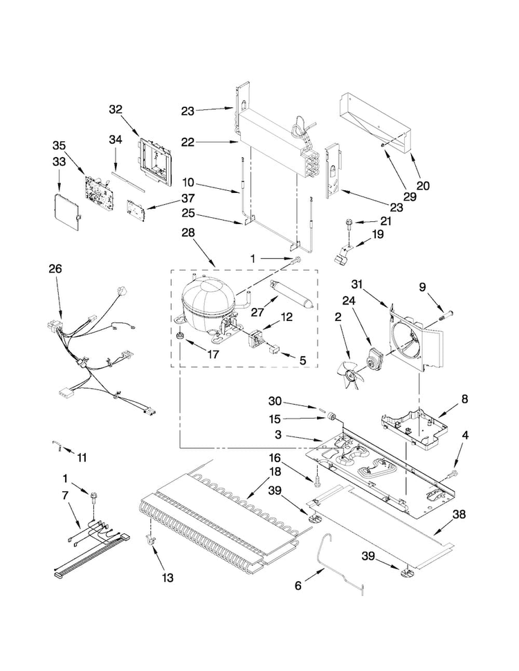 Unit Parts Diagram and Parts List for JFC2290VPR1  Jenn-Air Refrigerator