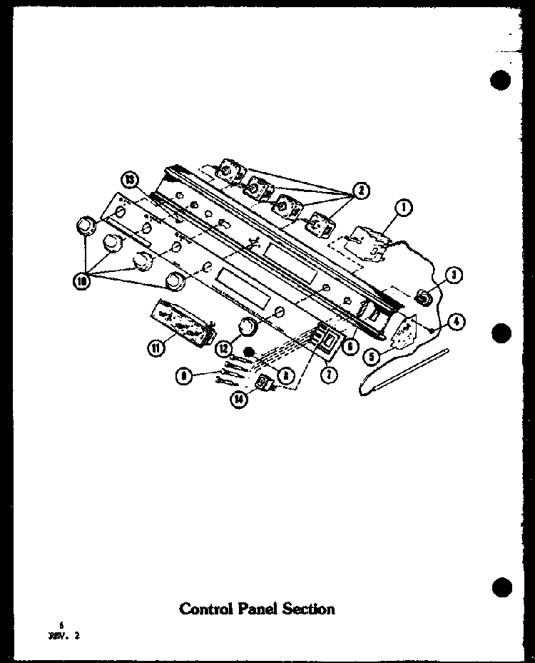 Control Panel Section Diagram and Parts List for ADM-1B-P85548-2S  Amana Range