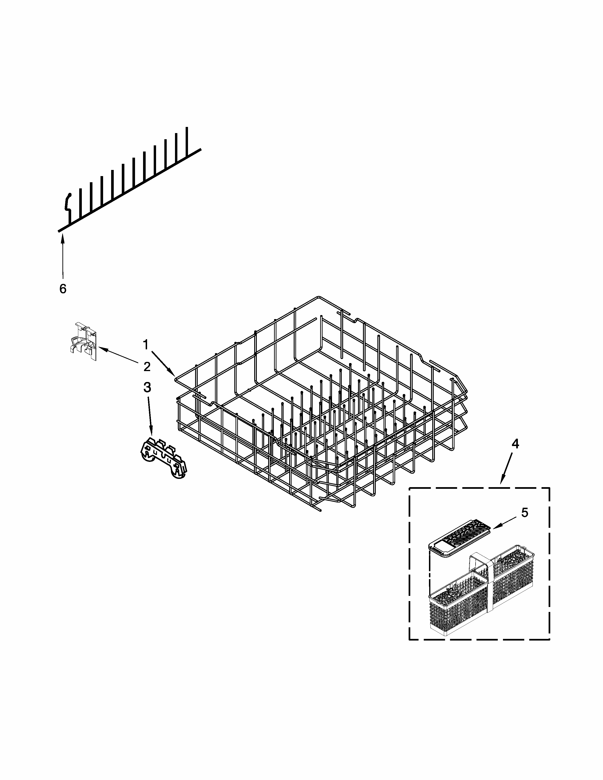 Lower Rack Parts Diagram and Parts List for MDB6949SDM0  Maytag Dishwasher