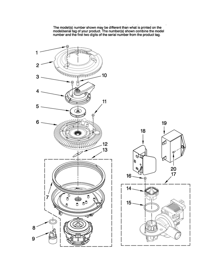 Pump And Motor Parts Diagram and Parts List for MDBH955AWS3  Maytag Dishwasher