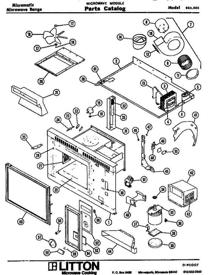 03 - Microwave Module Diagram and Parts List for 933010  Litton Microwave Oven Combo