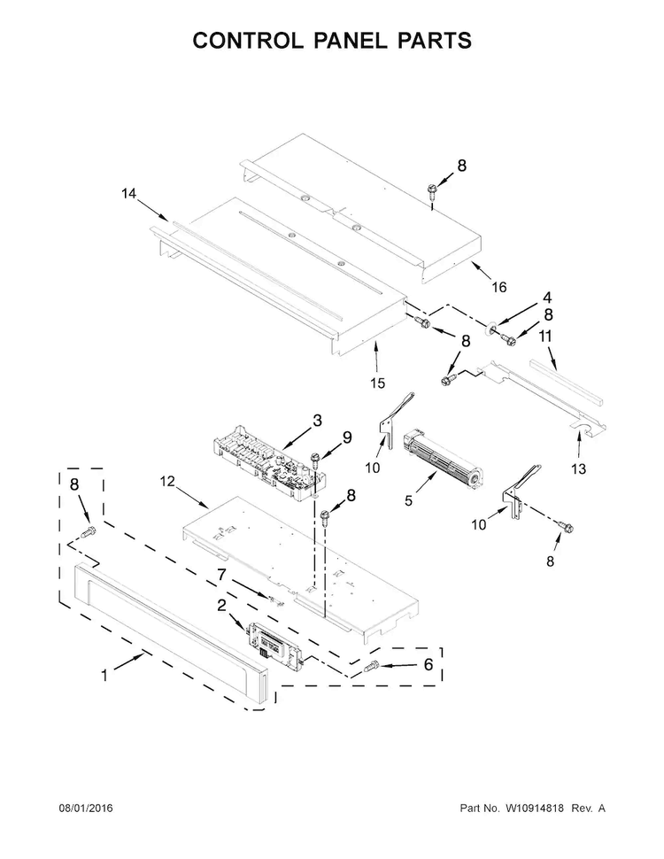 Control Panel Parts Diagram and Parts List for MEW9527FZ01  Maytag Wall Oven