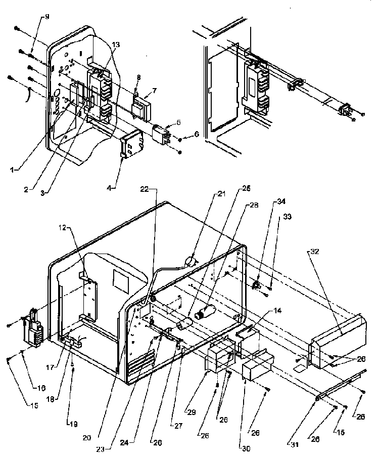 Front/back Panel Diagram and Parts List for DEFS-7EVP P4020005301 Amana Microwave