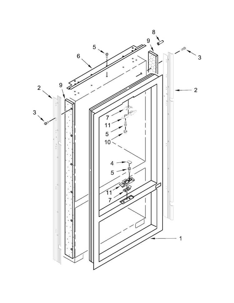 Cabinet Trim Parts Diagram and Parts List for JF42NXFXDE00  Jenn-Air Refrigerator