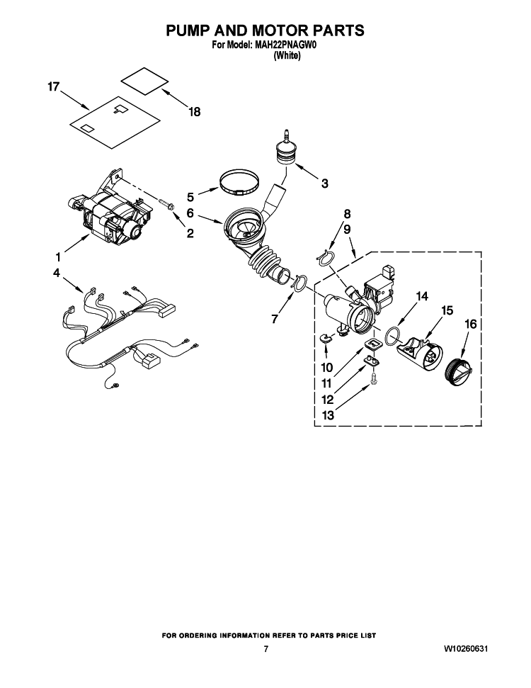 PUMP AND MOTOR PARTS Diagram and Parts List for MAH22PNAGW0  Maytag Washer