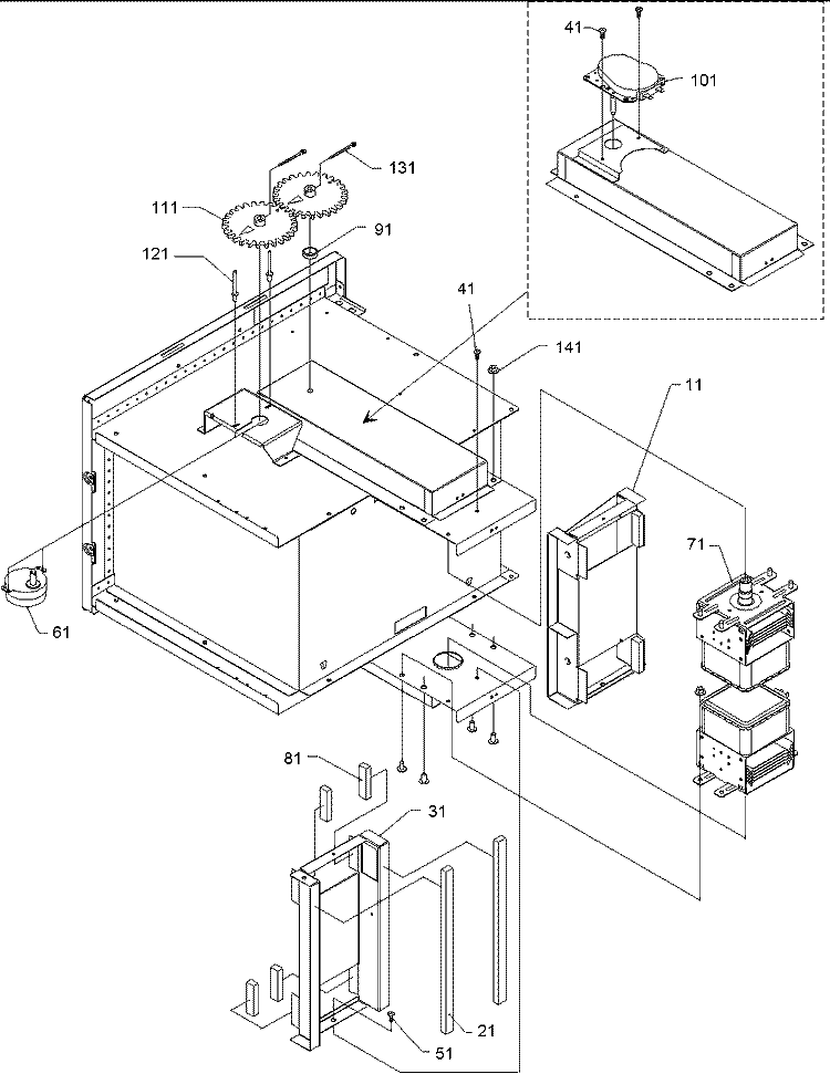 Magnetron / Stirrer Motor Diagram and Parts List for CRC21T2 P1304441M Amana Microwave