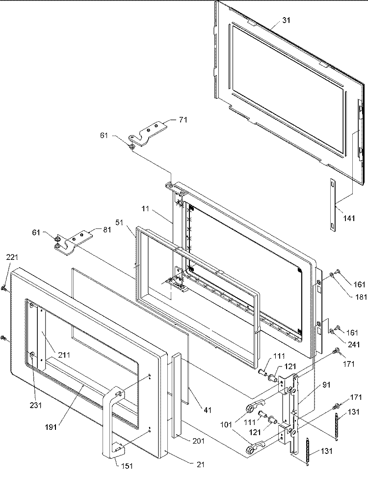Door Assy Diagram and Parts List for CRC21T2 P1304441M Amana Microwave