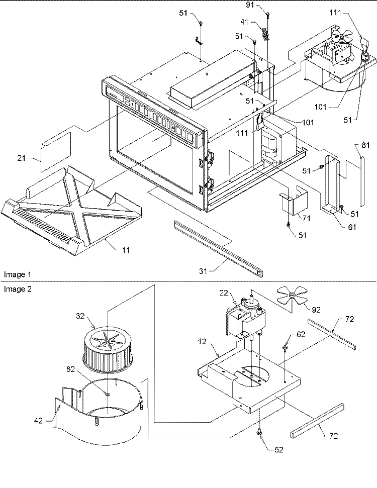 Splash Shield / Blower Diagram and Parts List for CRC10T2 P1304438M Amana Microwave