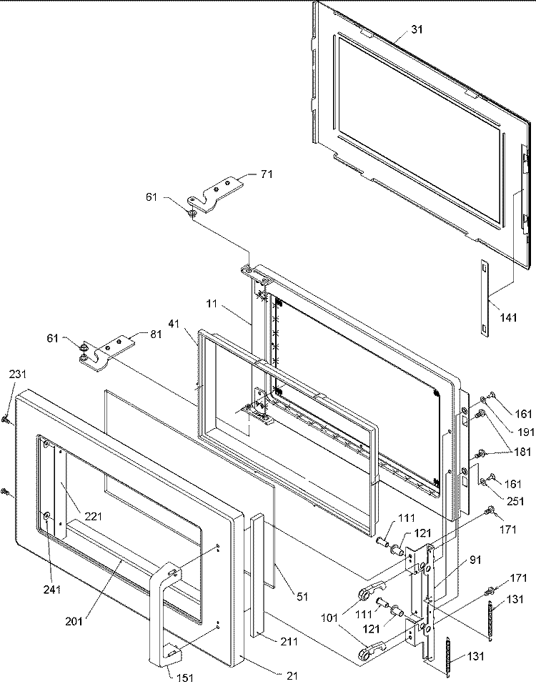 Door Diagram and Parts List for CRC10T2 P1304438M Amana Microwave