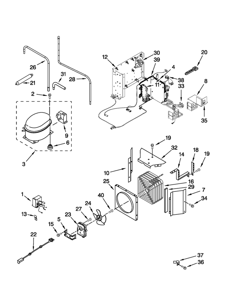 Upper Unit Parts Diagram and Parts List for JS42NXFXDW03  Jenn-Air Refrigerator