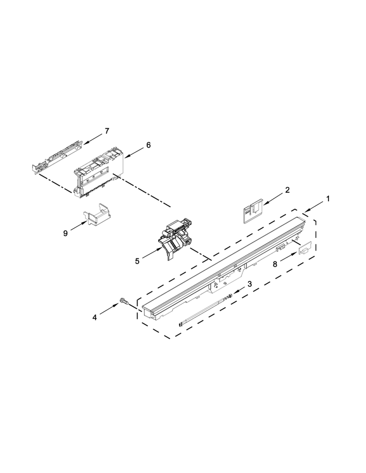 Control Panel And Latch Parts Diagram and Parts List for JDB8700AWS4  Jenn-Air Dishwasher