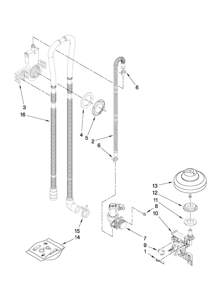 Fill, Drain And Overfill Parts Diagram and Parts List for JDB8700AWS0  Jenn-Air Dishwasher