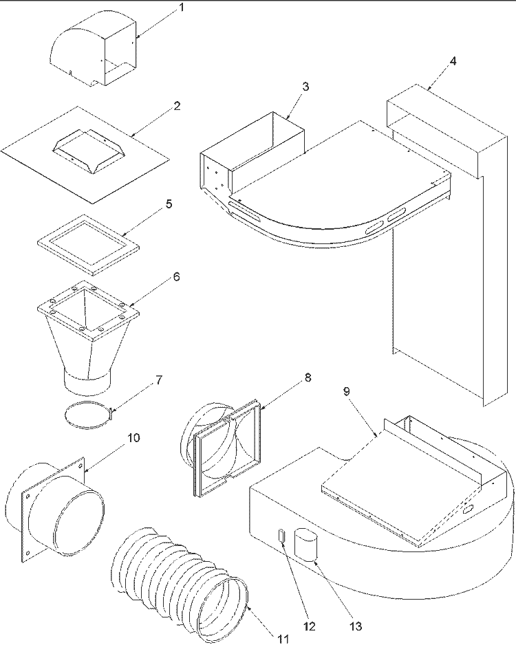 VENTILATION PARTS Diagram and Parts List for ARDS802WW P1131943NWW Amana Range