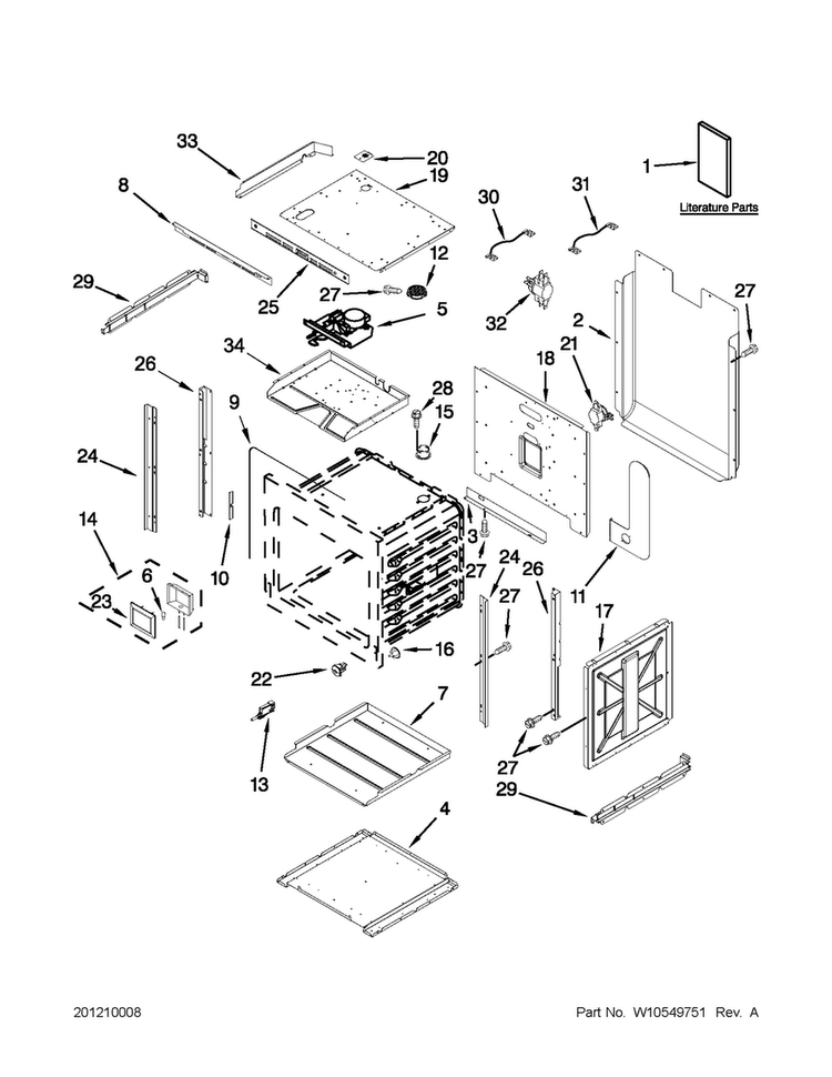 Upper Oven Parts Diagram and Parts List for JJW3830WP02  Jenn-Air Wall Oven