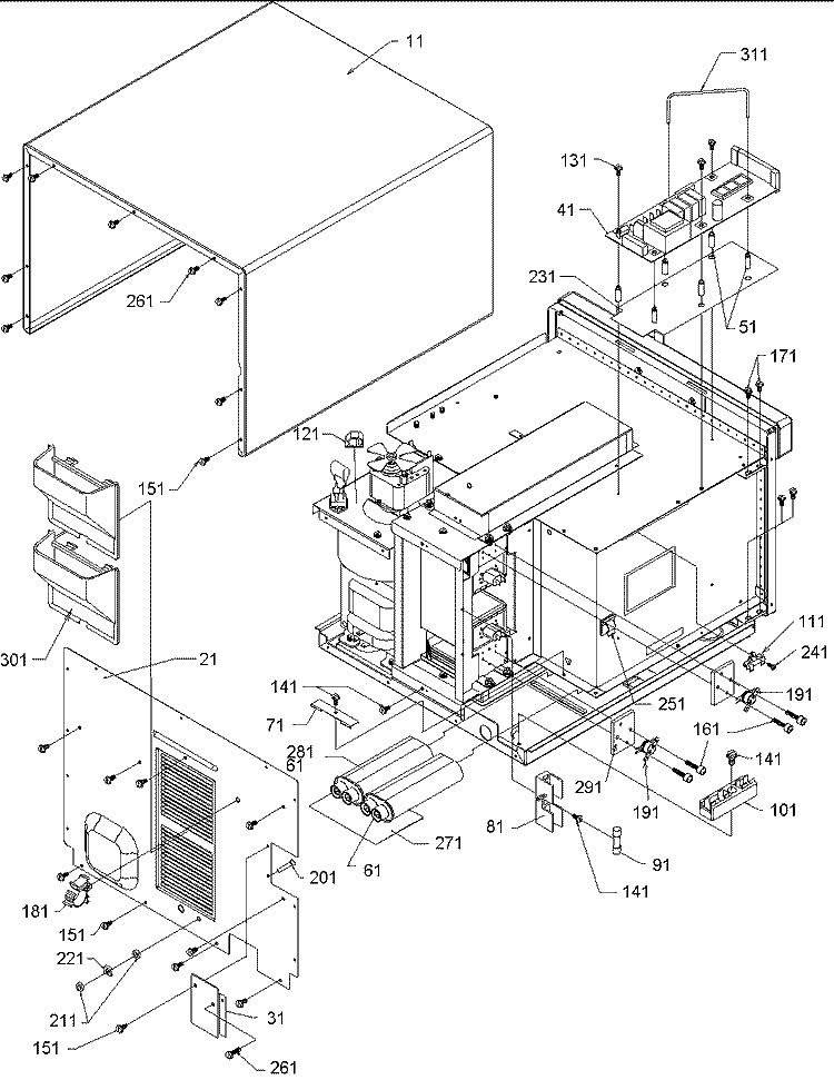 Electrical Components Diagram and Parts List for DEC1400D P1312703M Menumaster Microwave