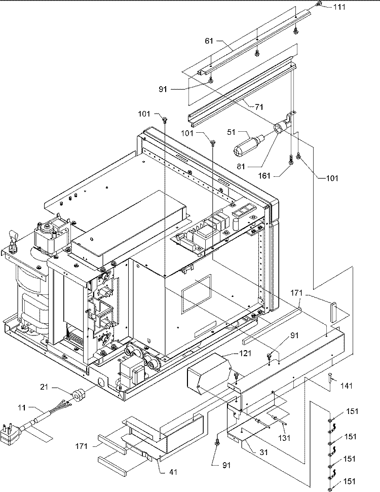 Light Diagram and Parts List for DEC1400D P1312703M Menumaster Microwave