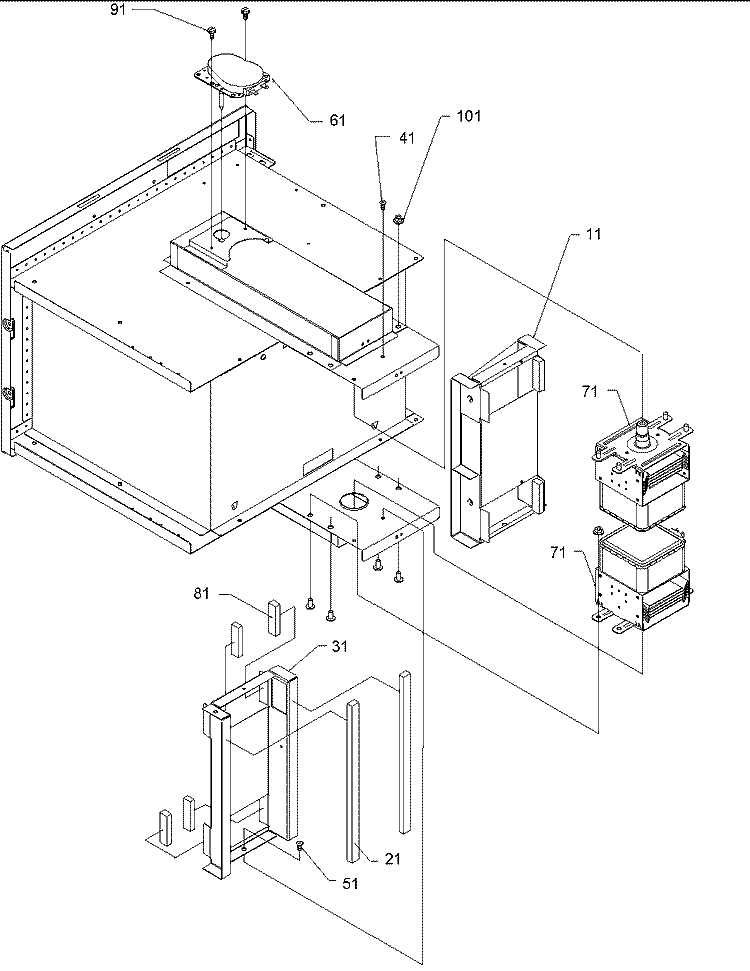 Magnetron / Stirrer Motor Diagram and Parts List for DEC1400D P1312703M Menumaster Microwave
