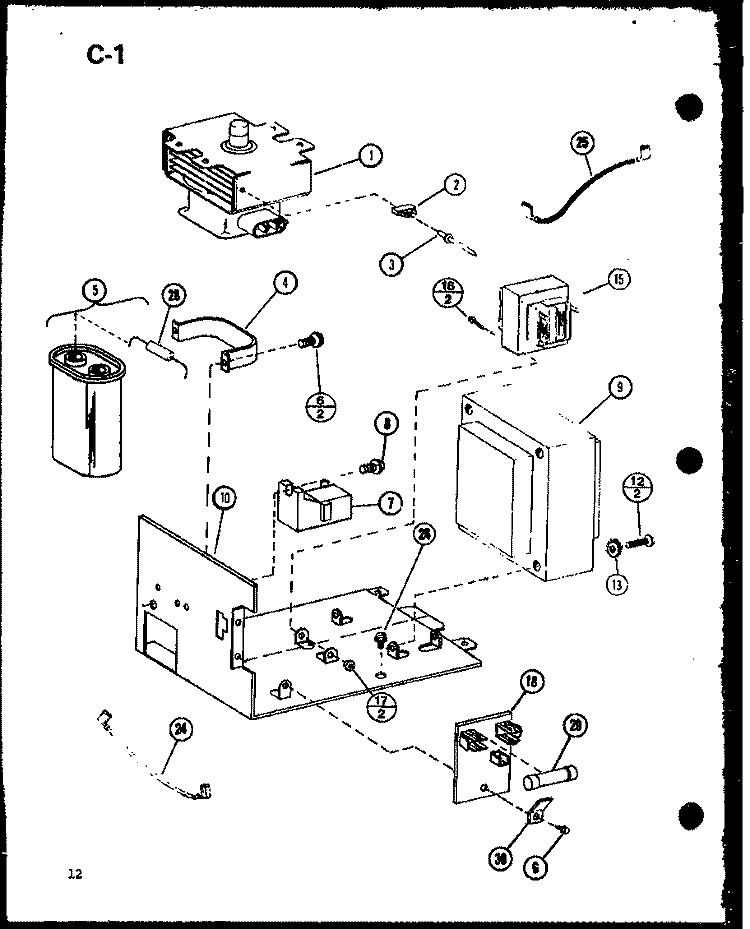 Page 5 Diagram and Parts List for RO-1010 P7599202M Amana Microwave