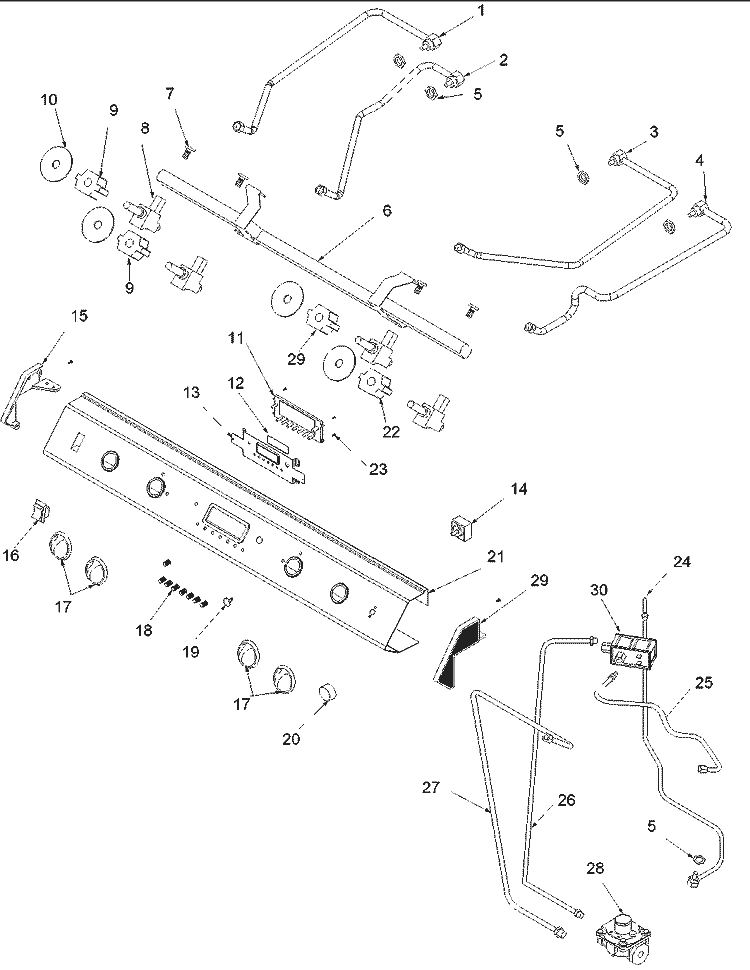 CONTROL PANEL AND TUBING Diagram and Parts List for AGDS902SS P1131831NSS Amana Range