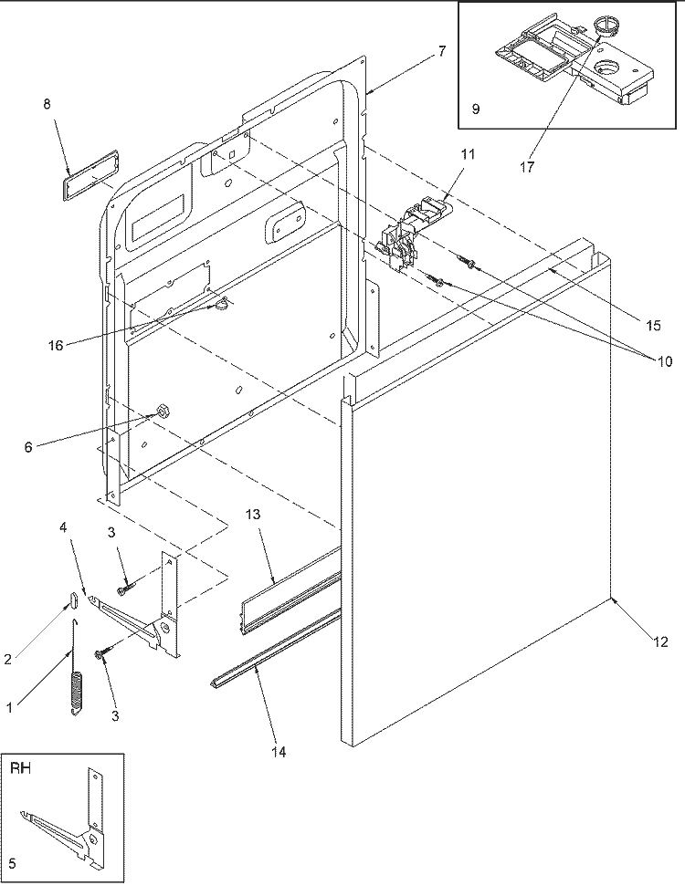 Door Diagram and Parts List for ADW750EAW PADW750EAW1 Amana Dishwasher