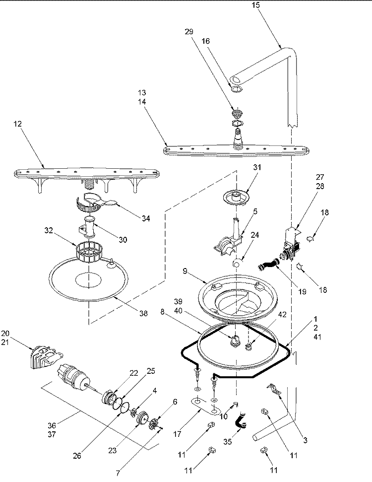 Motor Diagram and Parts List for ADW750EAW PADW750EAW1 Amana Dishwasher