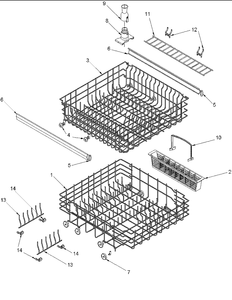 Rack Diagram and Parts List for ADW850EAC PADW850EAC1 Amana Dishwasher