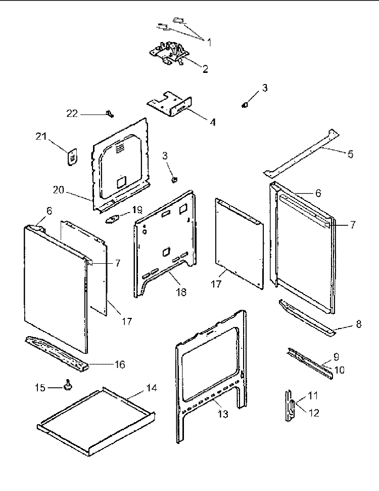 Cabinet Diagram and Parts List for ARH6700E P1142637N E Amana Range
