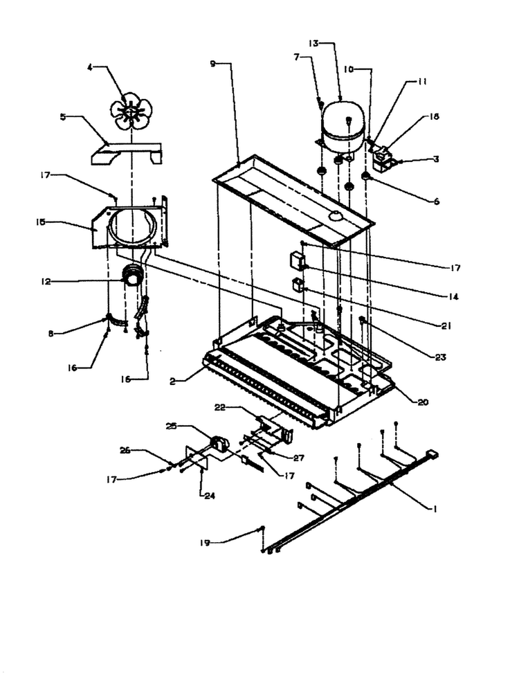 Compressor Diagram and Parts List for BX22R3L-P1183601WL  Amana Refrigerator