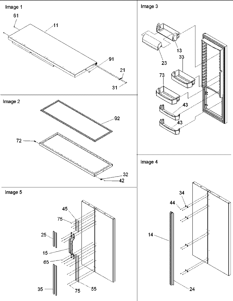 Refrigerator Door, Trim and Handles Diagram and Parts List for SRD522VW P1320301W W Amana Refrigerator